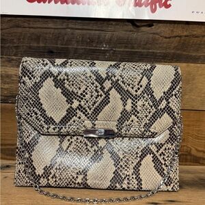 Ralph Lauren Snake-Print Crossbody in Beige and Brown